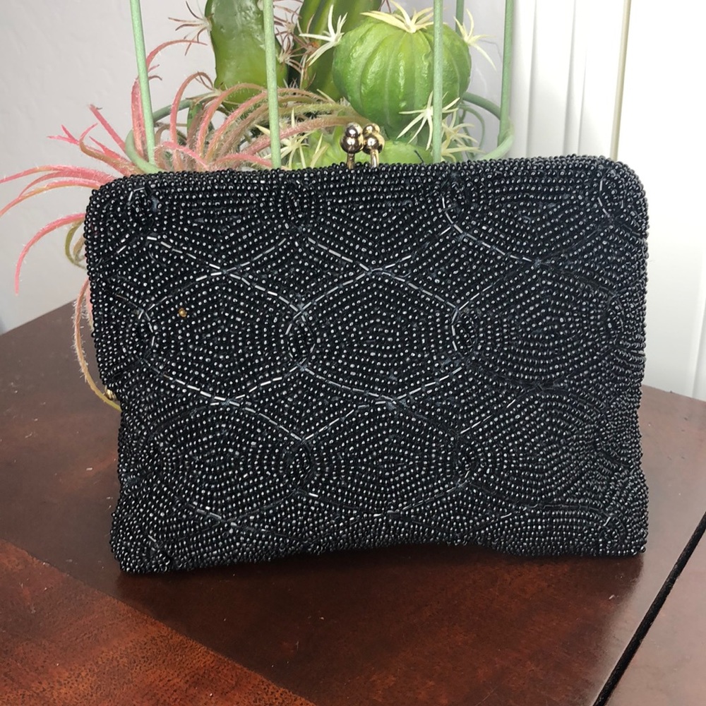 Walborg Beaded Black Clutch